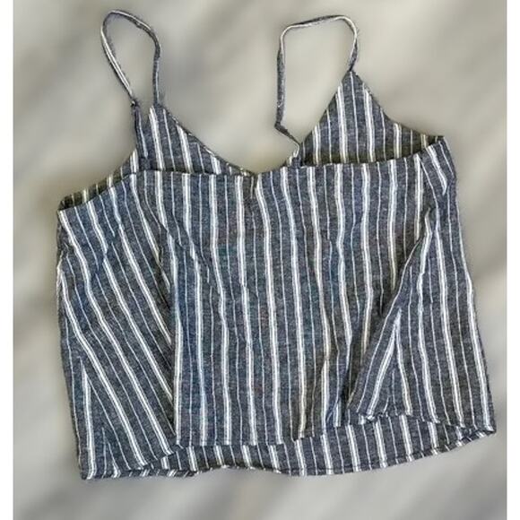 Abound Spaghetti Strap Button Front Crop Cami Top Sz XXS Black/White Stripes NWT - Picture 4 of 6
